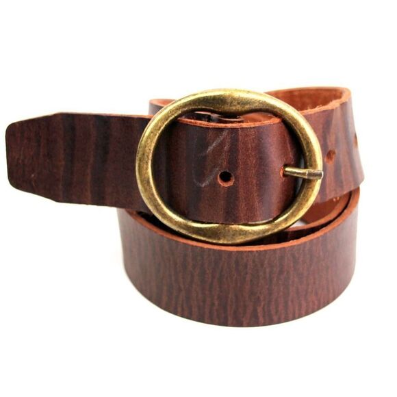 TEXTURED MARBLE BROWN GENUINE LEATHER 1.5"Wd CASUAL WOMEN'S BELT Sz M (A82 - Picture 1 of 8